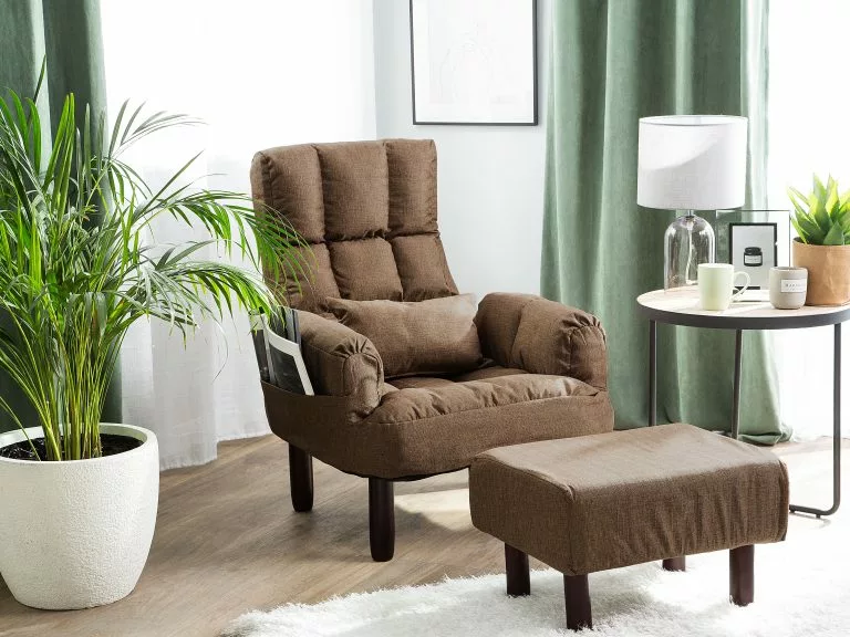 Beliani Sillón Reclinable Marrón Con Reposapiés OLAND - Imagen 2