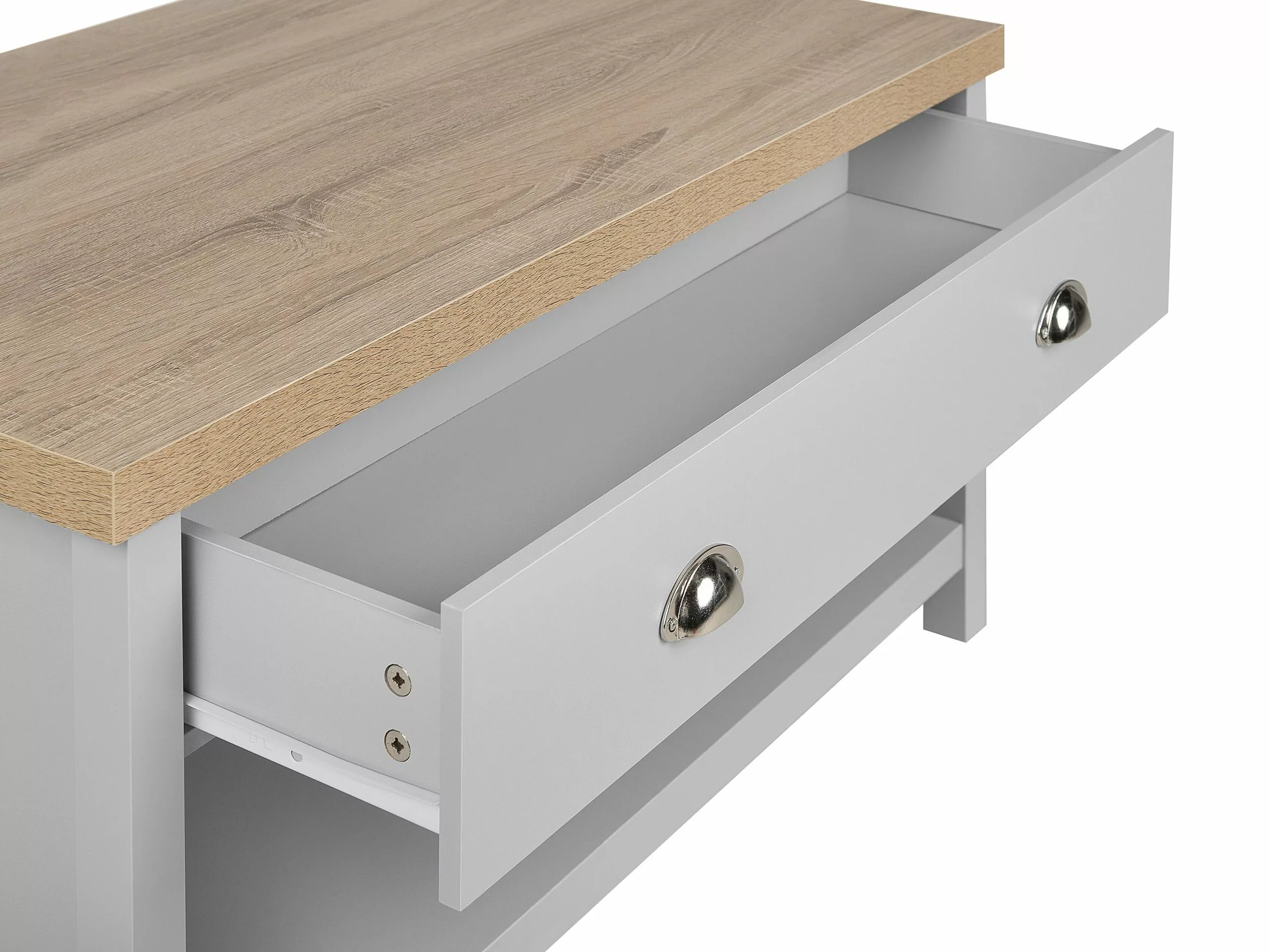 Beliani Mesa De Centro Gris Claro/madera Clara/plateado 99 X 55 Cm CLIO - Imagen 6