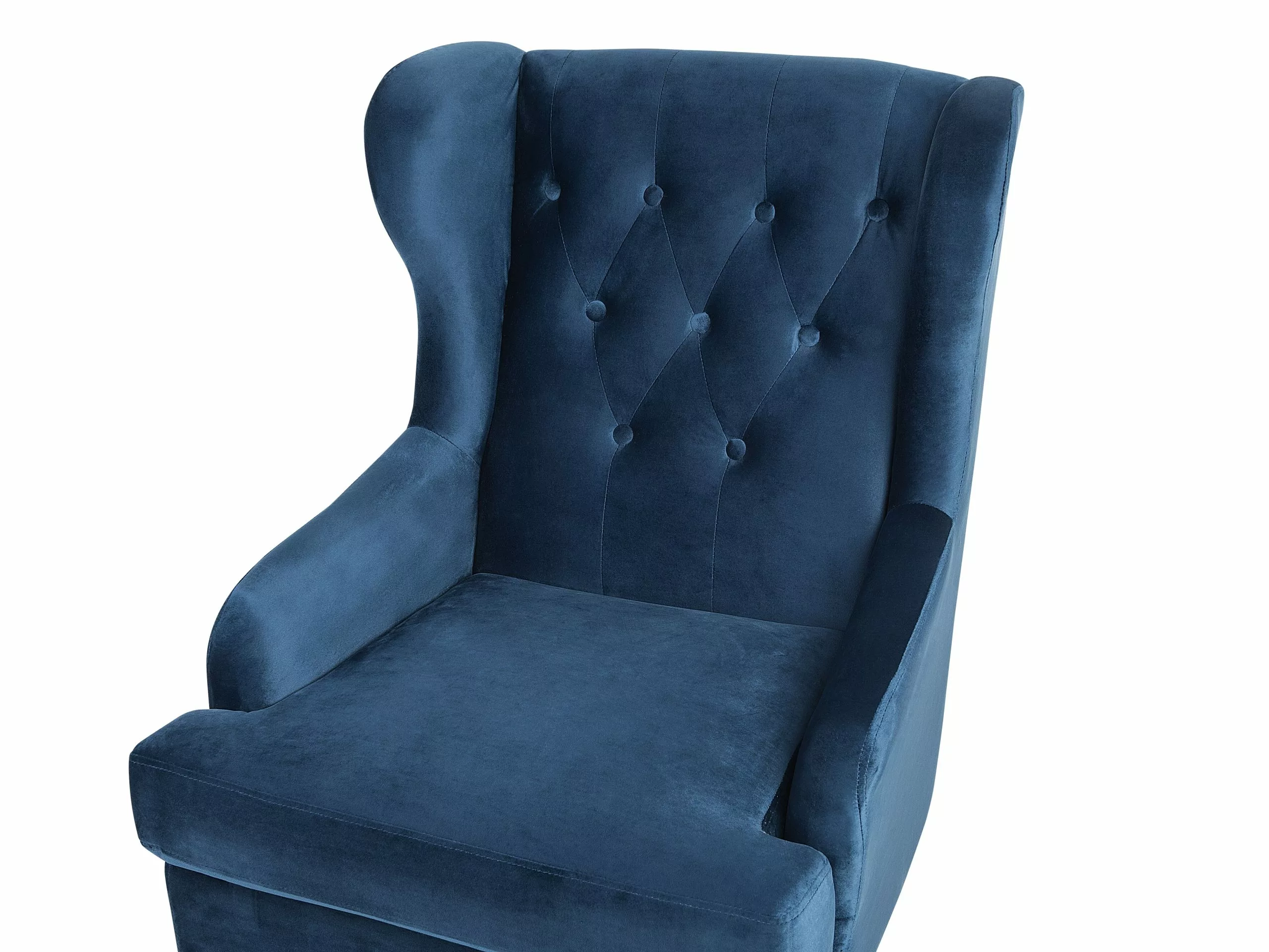 Beliani Sillón De Terciopelo Azul Oscuro/negro ALTA - Imagen 6