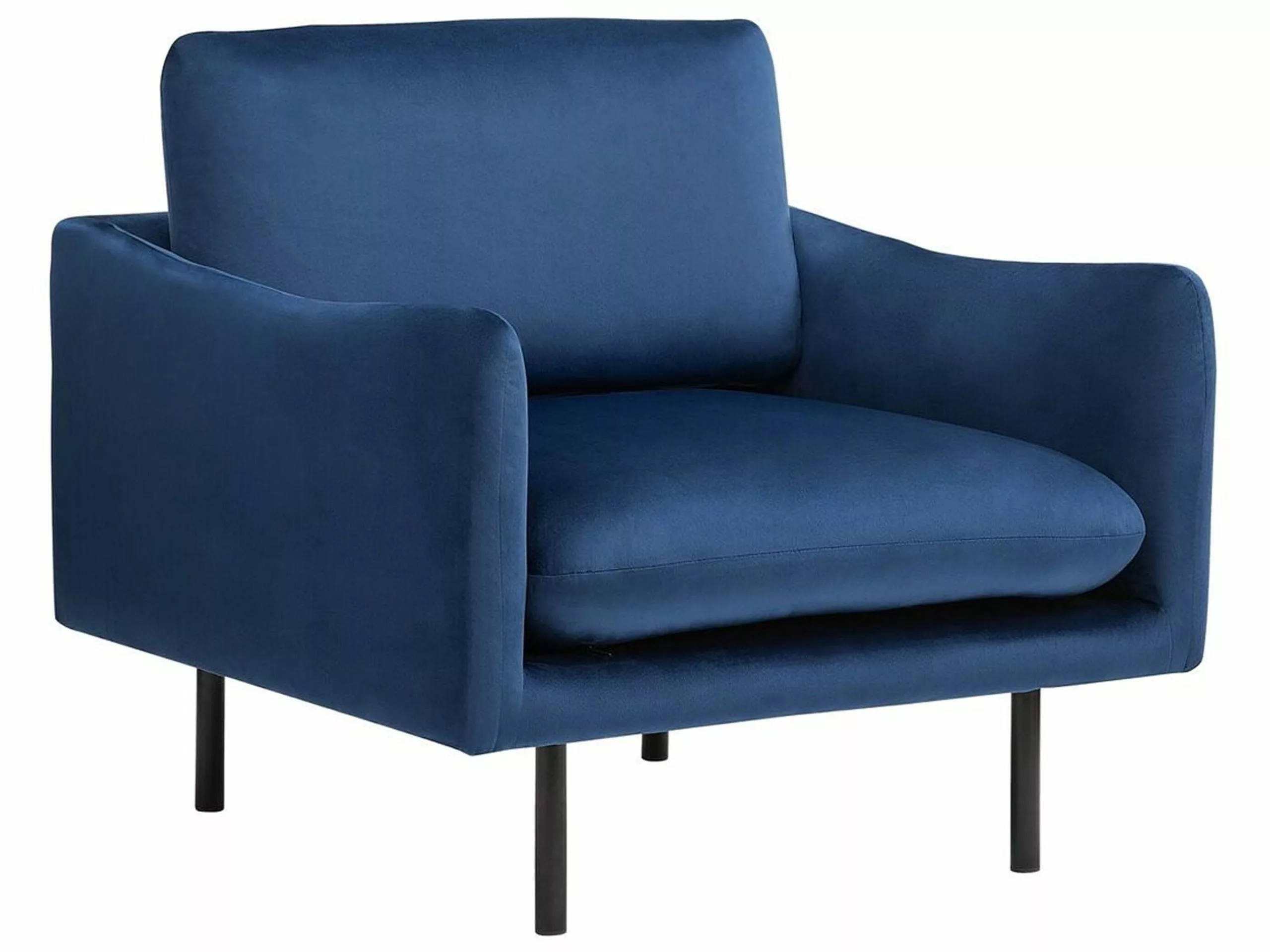 Beliani Sillón De Terciopelo Azul Oscuro VINTERBRO