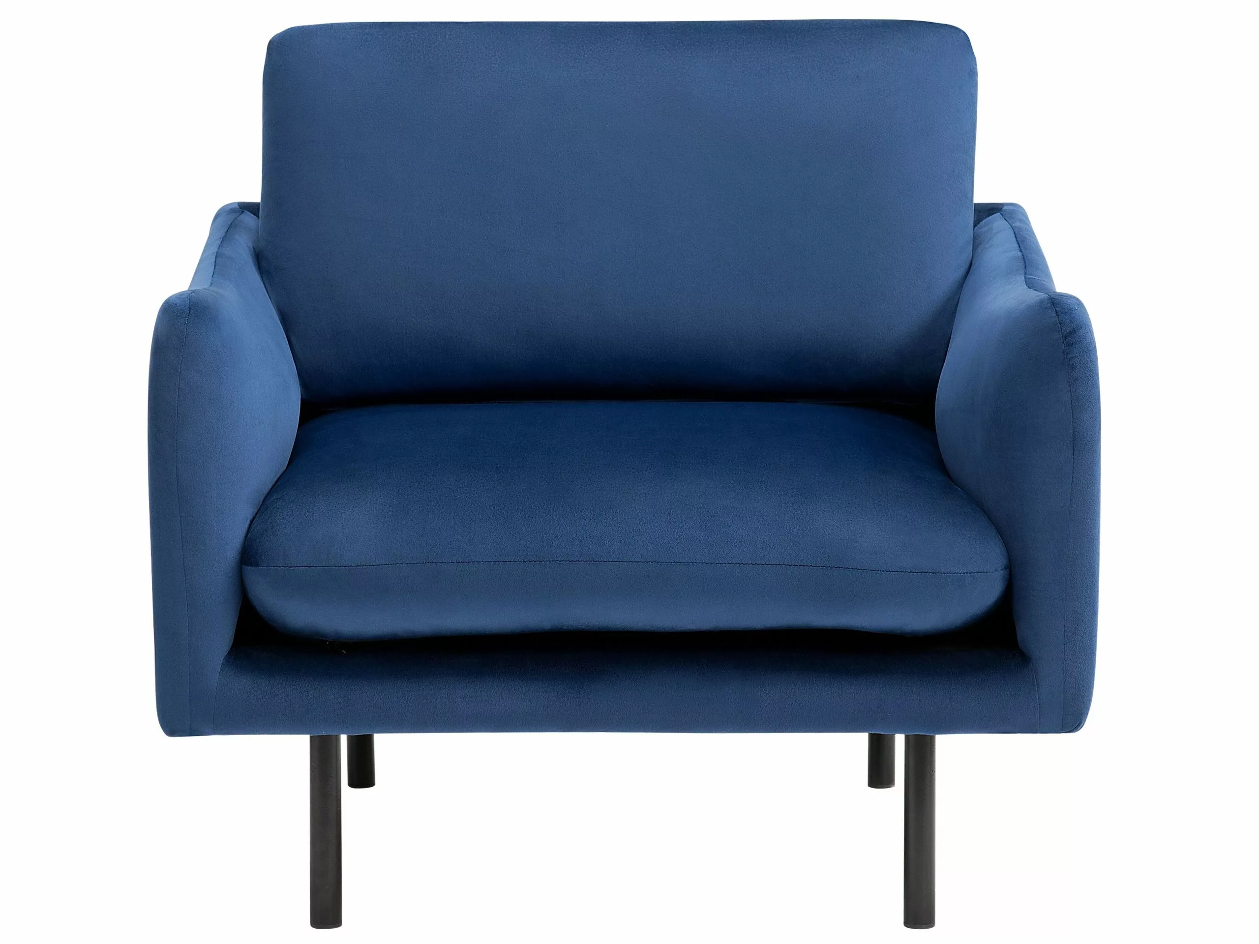 Beliani Sillón De Terciopelo Azul Oscuro VINTERBRO - Imagen 5