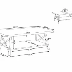 Beliani Mesa De Centro Gris Pardo/negro 100 X 55 Cm CARLIN -Sillones Ventas undef src sa picid 750068 type whitesh image scaled
