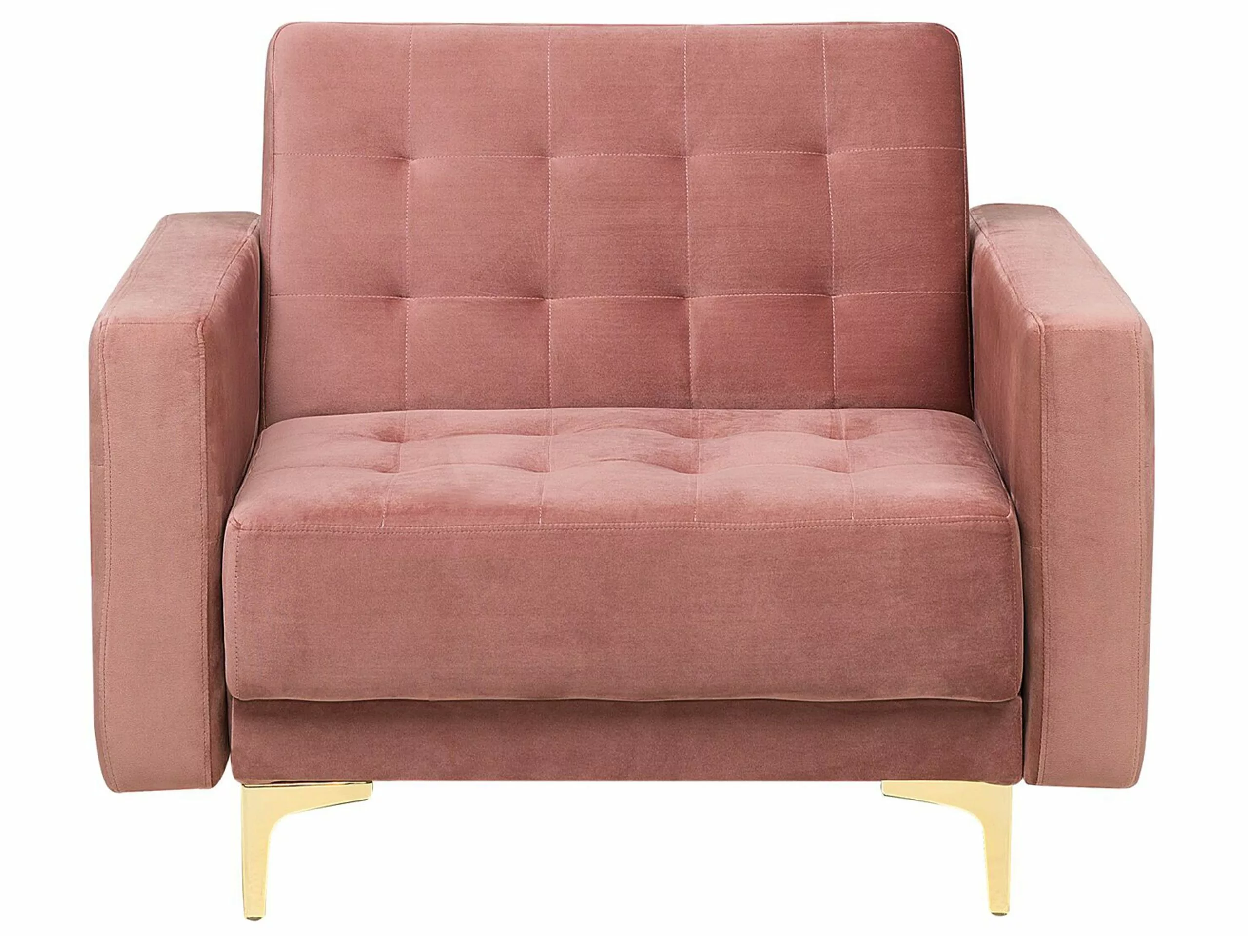 Beliani Sillón De Terciopelo Rosa ABERDEEN 5 Beliani Sillón De Terciopelo Rosa ABERDEEN - Imagen 5
