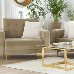 Beliani Mesa De Centro De Vidrio Transparente/dorado 80 X 80 Cm CRYSTAL -Sillones Ventas undef src sa picid 751108 type color image 1 scaled