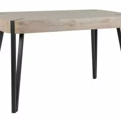 Beliani Mesa De Comedor Madera Clara/negro/gris Pardo 130 X 80 Cm CAMBELL
