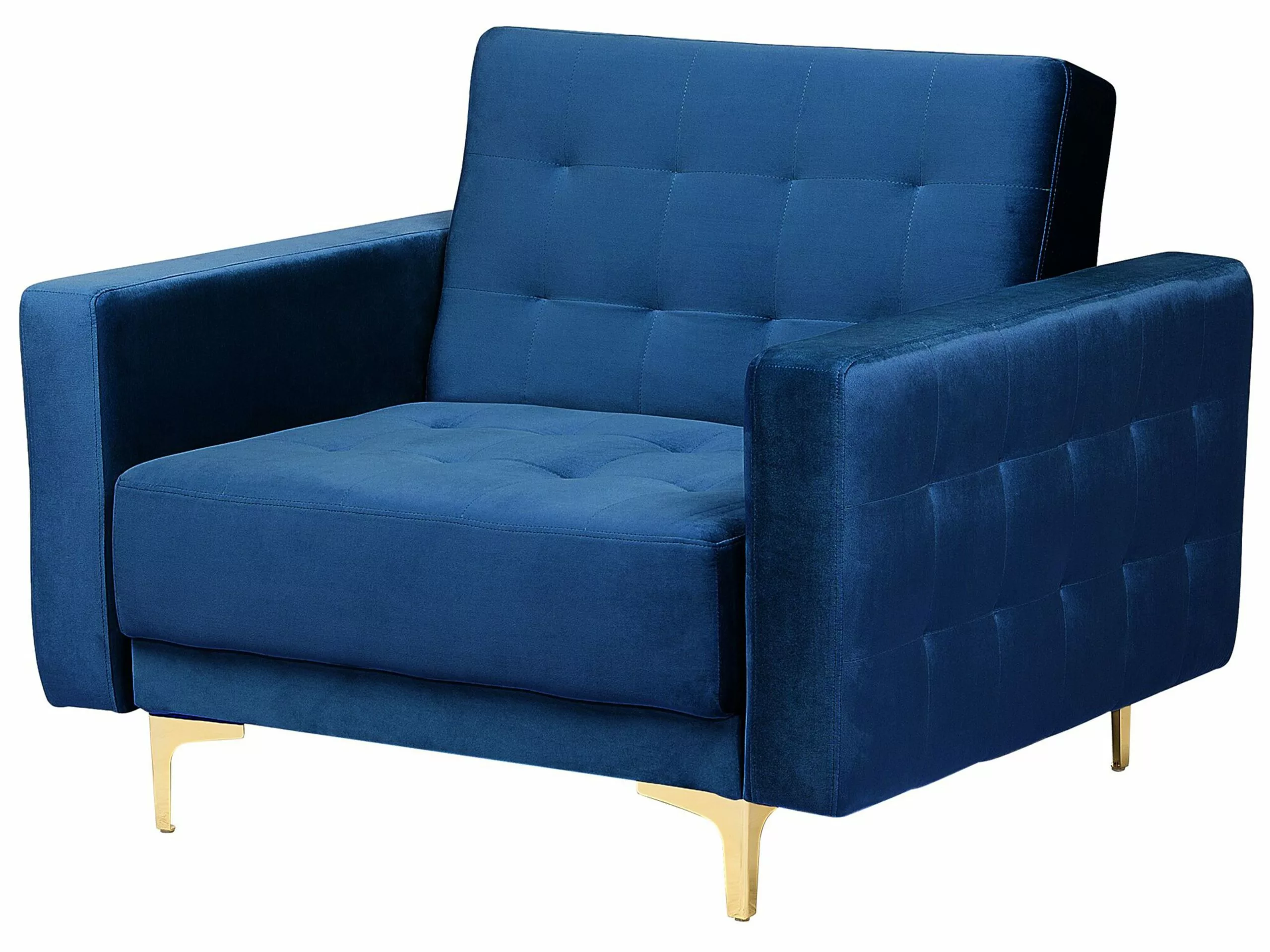 Beliani Sillón De Terciopelo Azul Marino/dorado ABERDEEN 4 Beliani Sillón De Terciopelo Azul Marino/dorado ABERDEEN - Imagen 4