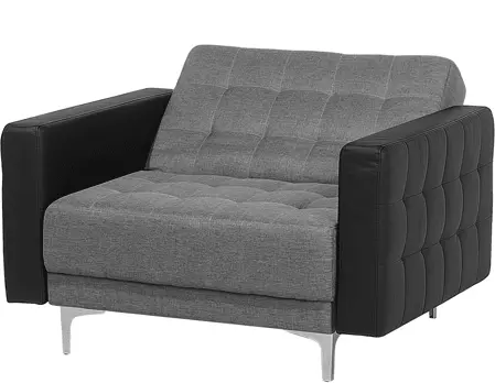 Beliani Sillón Tapizado Gris Claro/negro ABERDEEN - Imagen 3