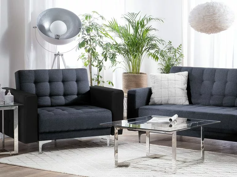 Beliani Sillón Tapizado Gris Oscuro/negro ABERDEEN - Imagen 2
