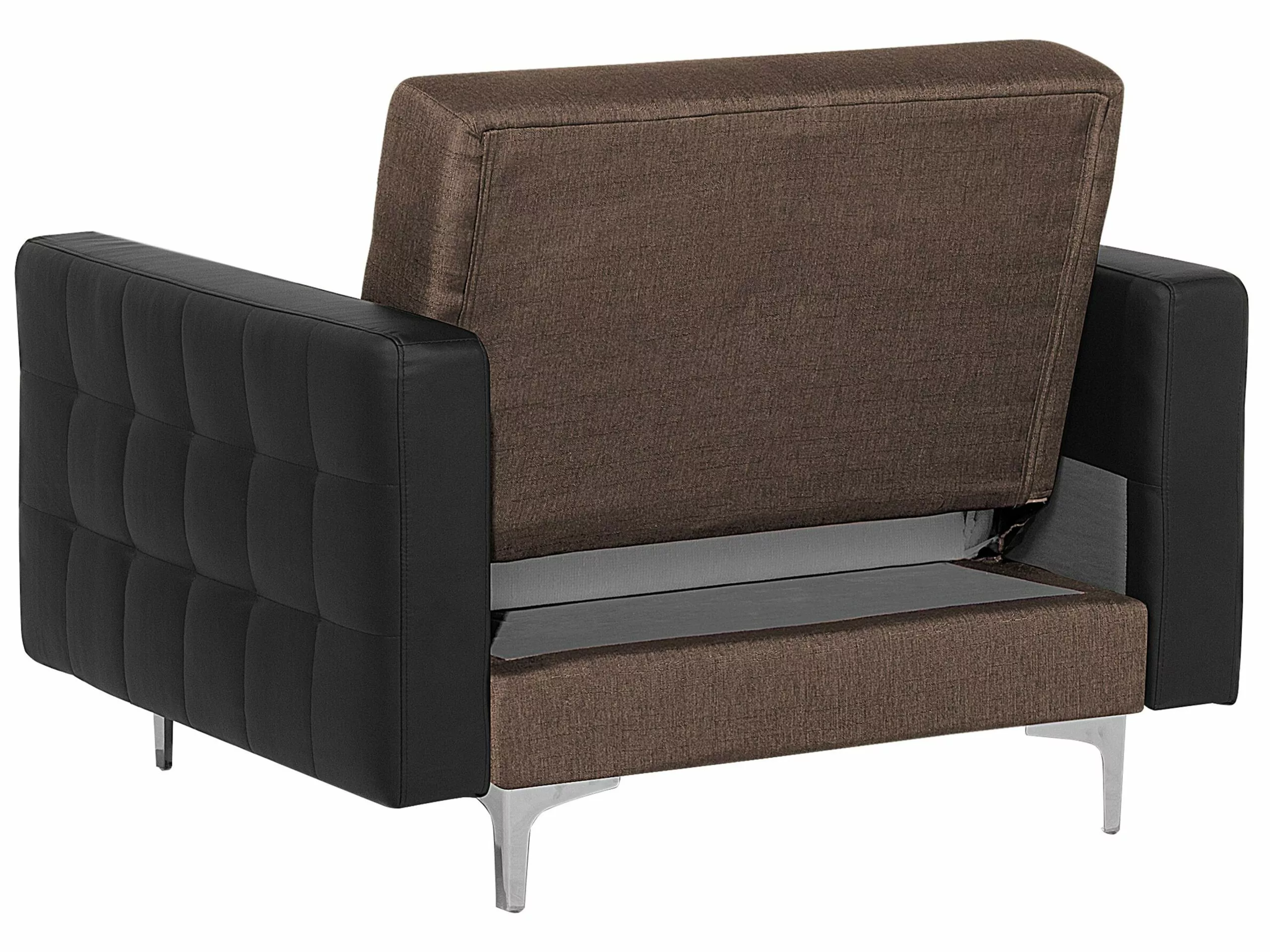 Beliani Sillón Tapizado Marrón Oscuro/negro ABERDEEN - Imagen 7