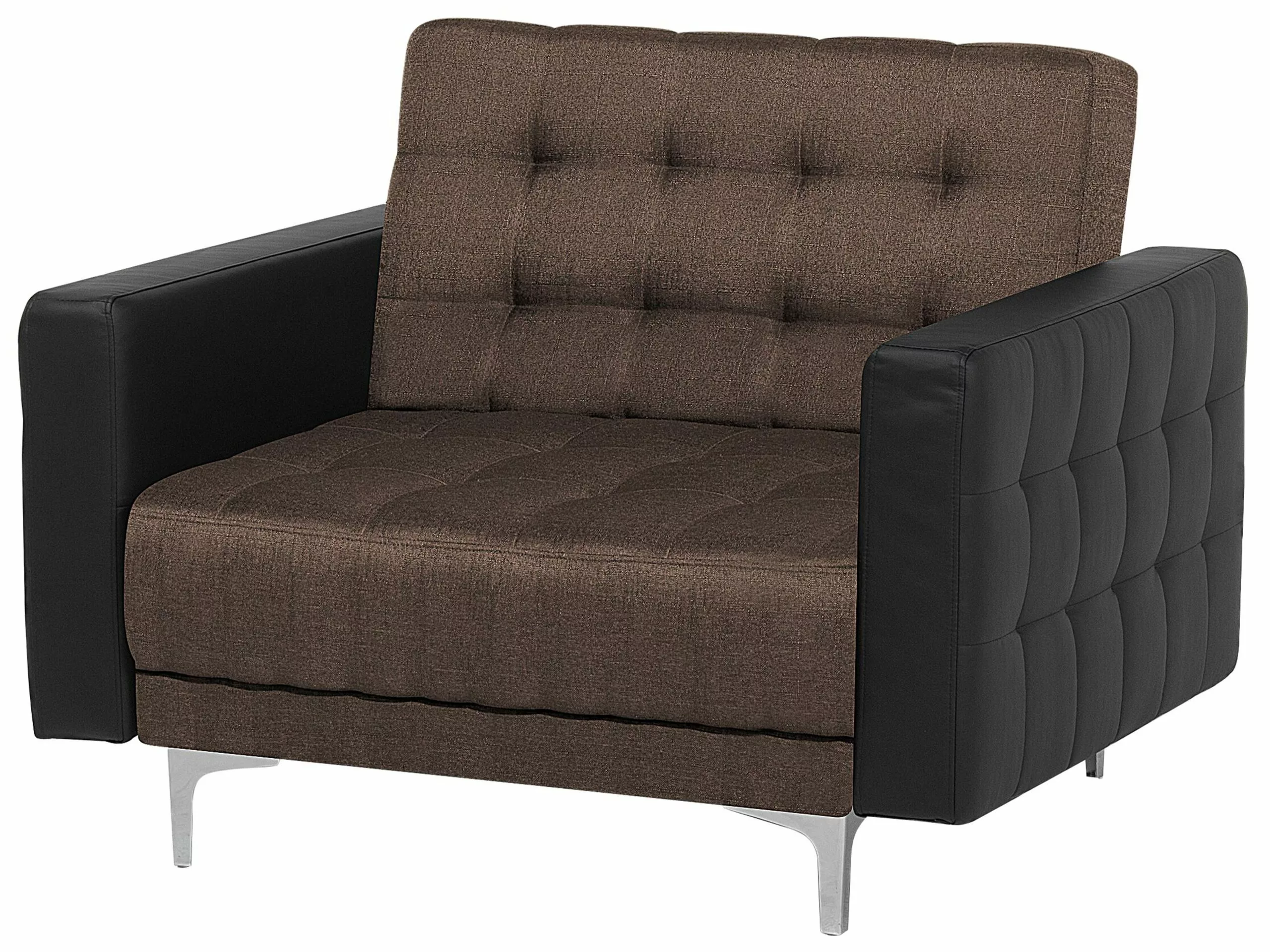 Beliani Sillón Tapizado Marrón Oscuro/negro ABERDEEN - Imagen 4