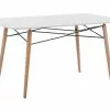 Beliani Mesa De Comedor Blanco/madera Clara 140 X 80 Cm BIONDI