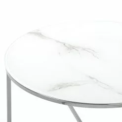 Beliani Mesa De Centro De Vidrio Templado Blanco/plateado ⌀ 70 Cm QUINCY -Sillones Ventas undef src sa picid 757497 type whitesh image scaled