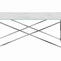 Beliani Mesa De Centro De Vidrio Templado Efecto Mármol Blanco/plateado 100 X 50 Cm EMPORIA -Sillones Ventas undef src sa picid 757570 type whitesh image scaled