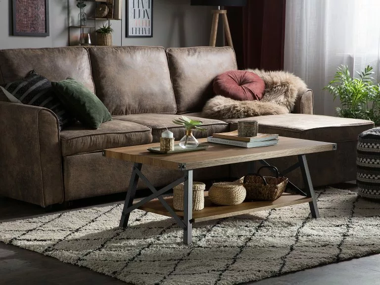 Beliani Mesa De Centro Madera Oscura/negro 100 X 55 Cm CARLIN 2 Beliani Mesa De Centro Madera Oscura/negro 100 X 55 Cm CARLIN - Imagen 2