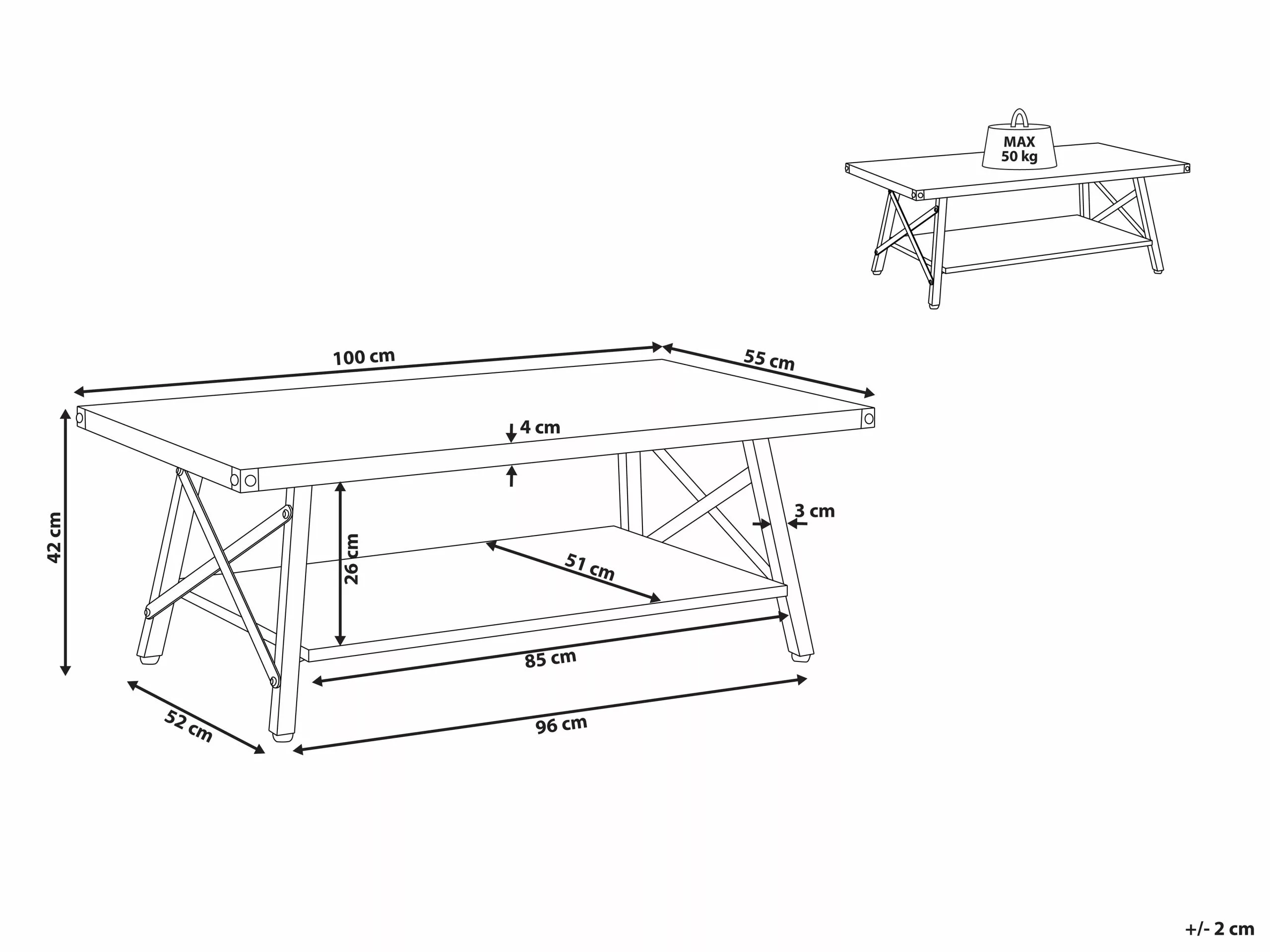 Beliani Mesa De Centro Madera Oscura/negro 100 X 55 Cm CARLIN 9 Beliani Mesa De Centro Madera Oscura/negro 100 X 55 Cm CARLIN - Imagen 9