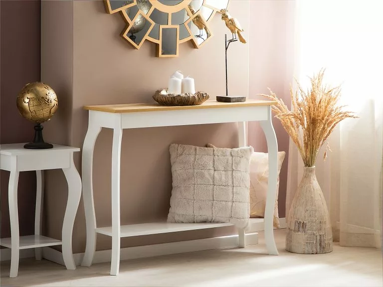 Beliani Consola Madera Clara/blanco 100 X 31 Cm HARTFORD 2 Beliani Consola Madera Clara/blanco 100 X 31 Cm HARTFORD - Imagen 2