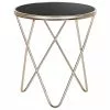Beliani Mesa Auxiliar De Vidrio Templado Negro/dorado ⌀ 50 Cm MERIDIAN II