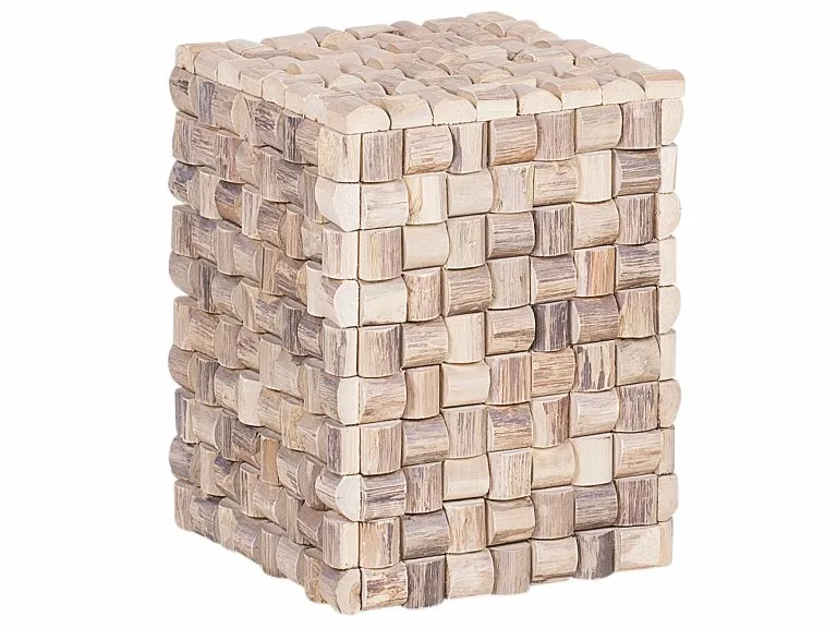 Beliani Mesa Auxiliar De Madera De Teca Clara 32 X 32 Cm CAJEME