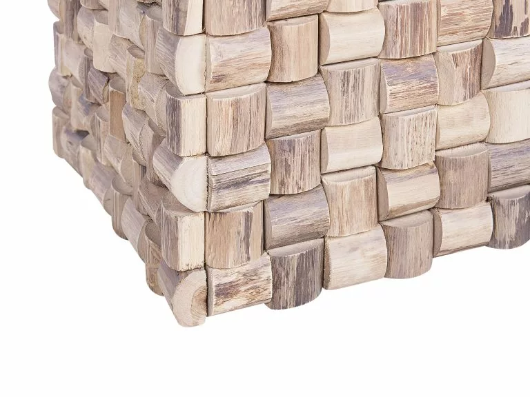 Beliani Mesa Auxiliar De Madera De Teca Clara 32 X 32 Cm CAJEME - Imagen 6