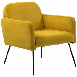 Beliani Sillón De Terciopelo Amarillo NARKEN