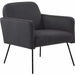 Beliani Sillón De Terciopelo Gris NARKEN