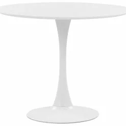 Beliani Mesa De Comedor Blanca ⌀ 90 Cm BOCA