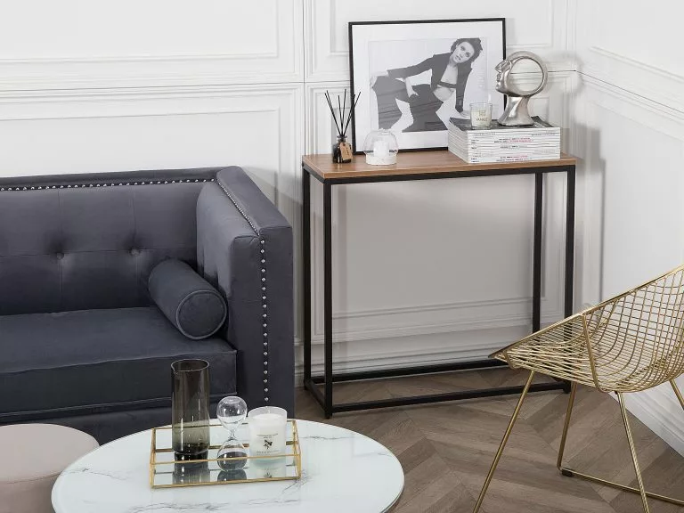 Beliani Consola Madera Oscura/negro 80 X 30 Cm DORRIS 2 Beliani Consola Madera Oscura/negro 80 X 30 Cm DORRIS - Imagen 2