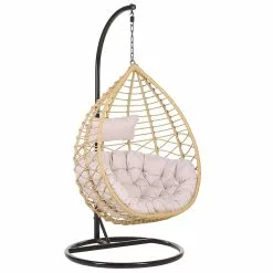 Beliani Silla Colgante Con Soporte De Ratán Beige/natural/negro ARSITA
