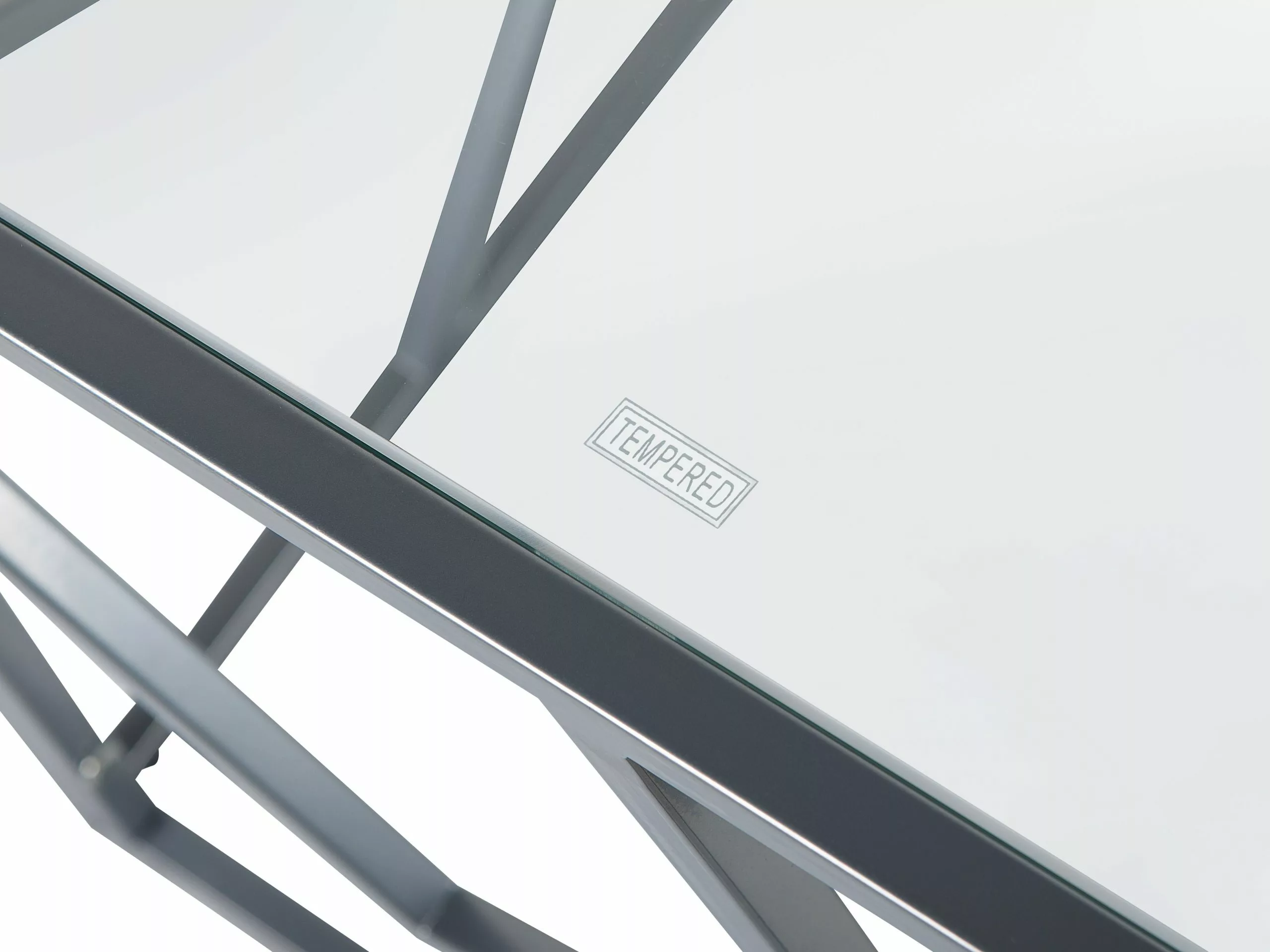 Beliani Mesa Auxiliar De Vidrio Plateado 50 X 50 Cm ORLAND - Imagen 6