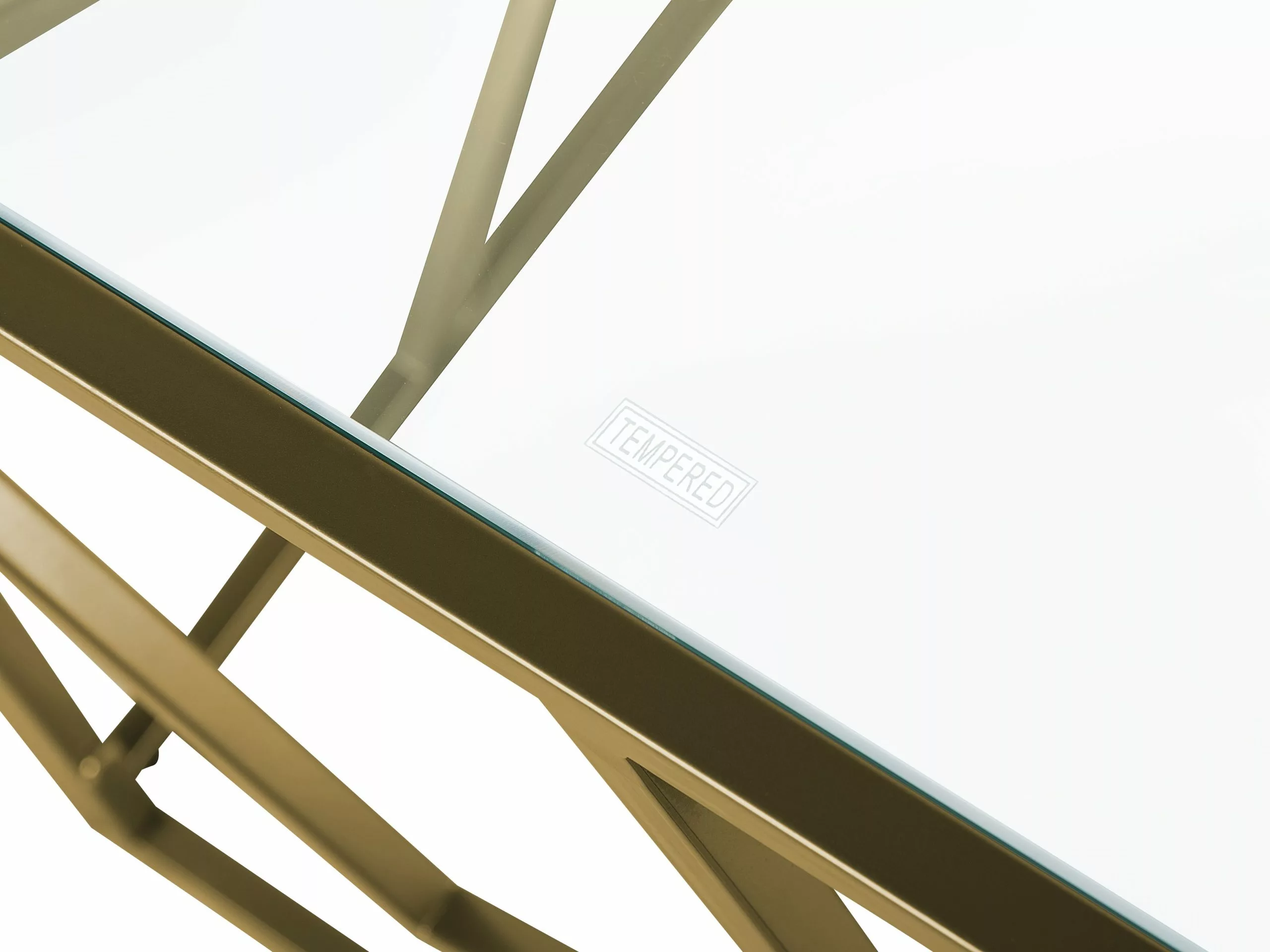 Beliani Mesa Auxiliar De Vidrio Dorado 50 X 50 Cm ORLAND - Imagen 6