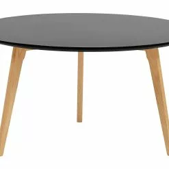 Beliani Mesa De Centro Negro/madera Clara ⌀ 80 Cm TENNESSEE