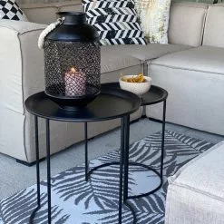 Beliani Conjunto De 2 Mesas De Centro De Metal Negro TWINS -Sillones Ventas undef src sa picid 767530 type whitesh image scaled