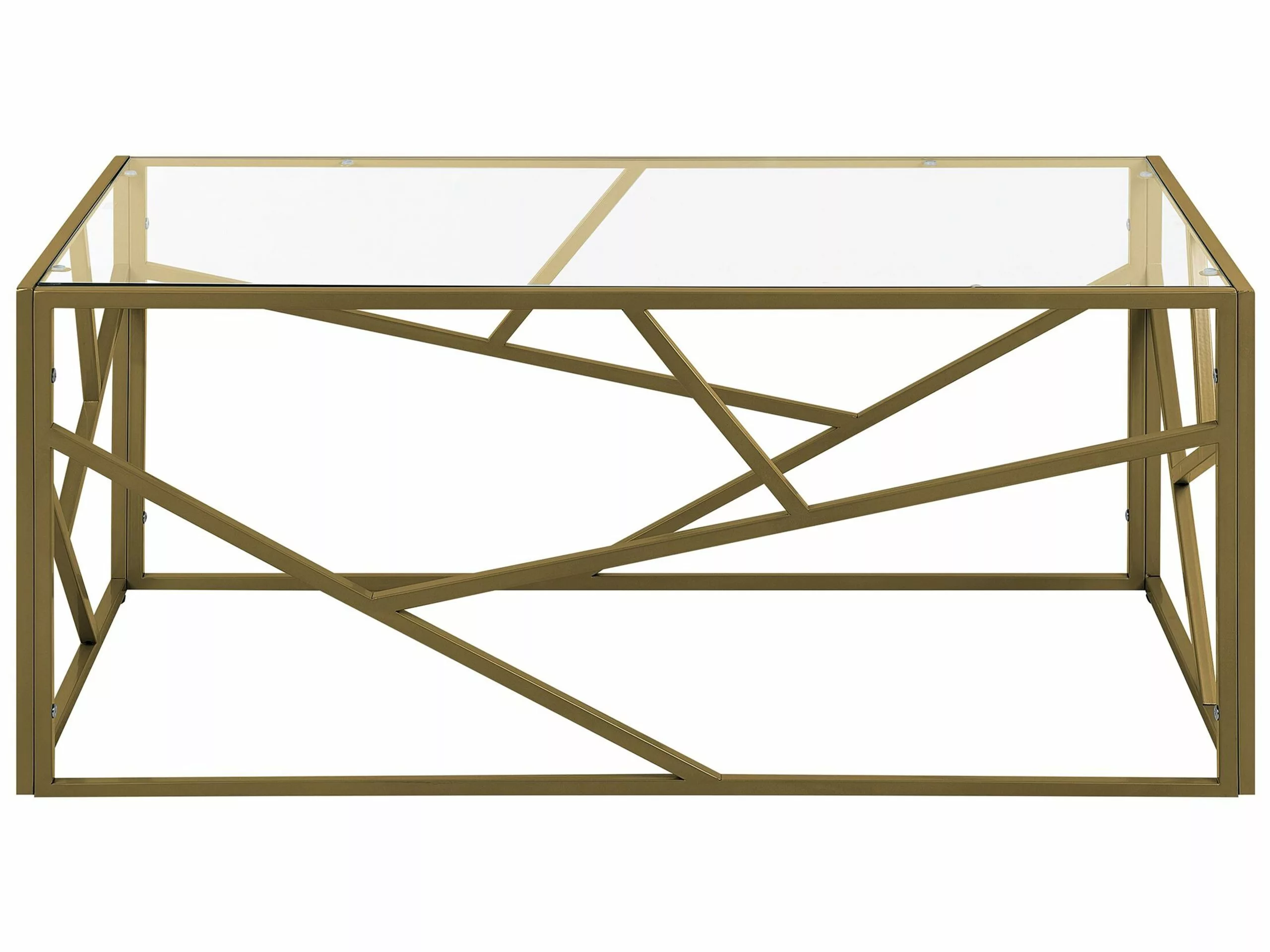 Beliani Mesa De Centro De Vidrio Dorado 100 X 50 Cm ORLAND - Imagen 4