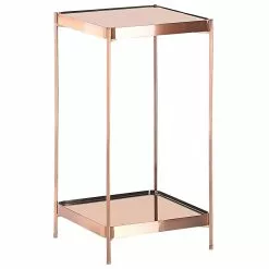 Beliani Mesa Auxiliar De Metal/vidrio Templado Cobrizo 29 X 29 Cm ALSEA