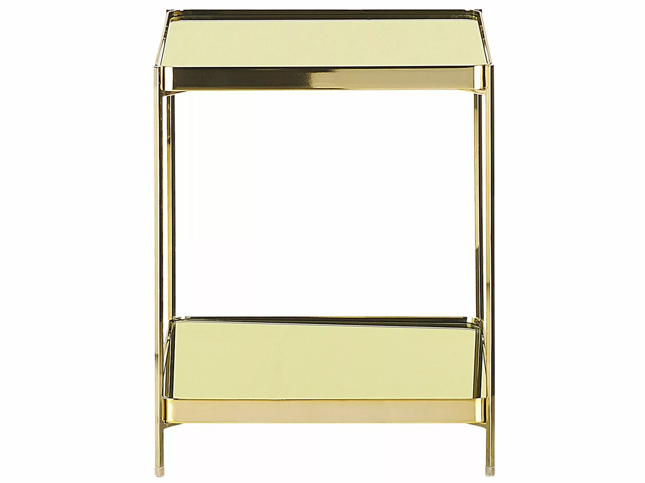 Beliani Mesa Auxiliar De Metal/vidrio Templado Dorado 41 X 41 Cm ALSEA - Imagen 5