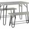 Beliani Conjunto De Comedor 4 Plazas Gris Claro/negro KEMPTON