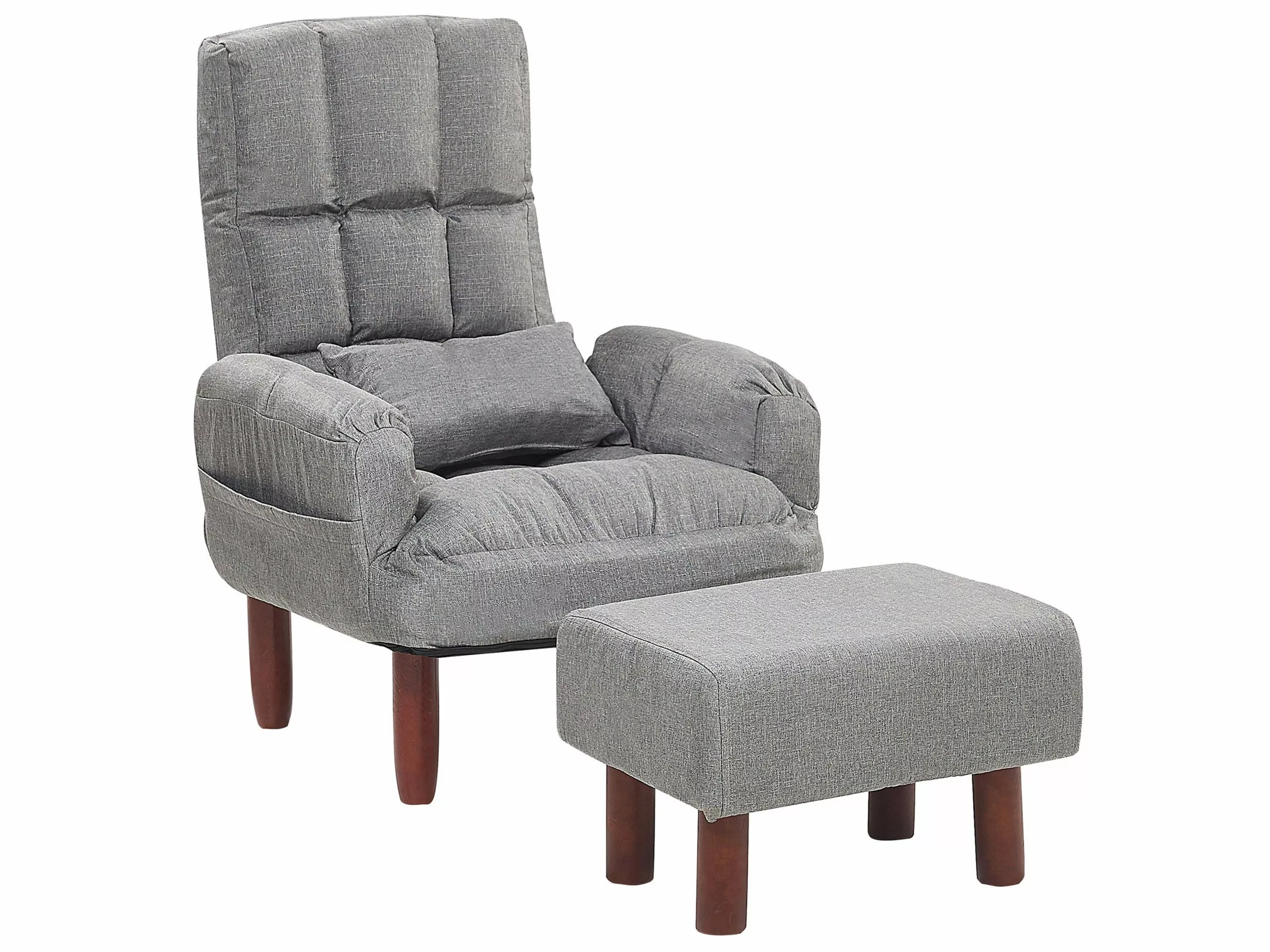 Beliani Sillón Reclinable Gris Con Reposapiés OLAND 1 Beliani Sillón Reclinable Gris Con Reposapiés OLAND