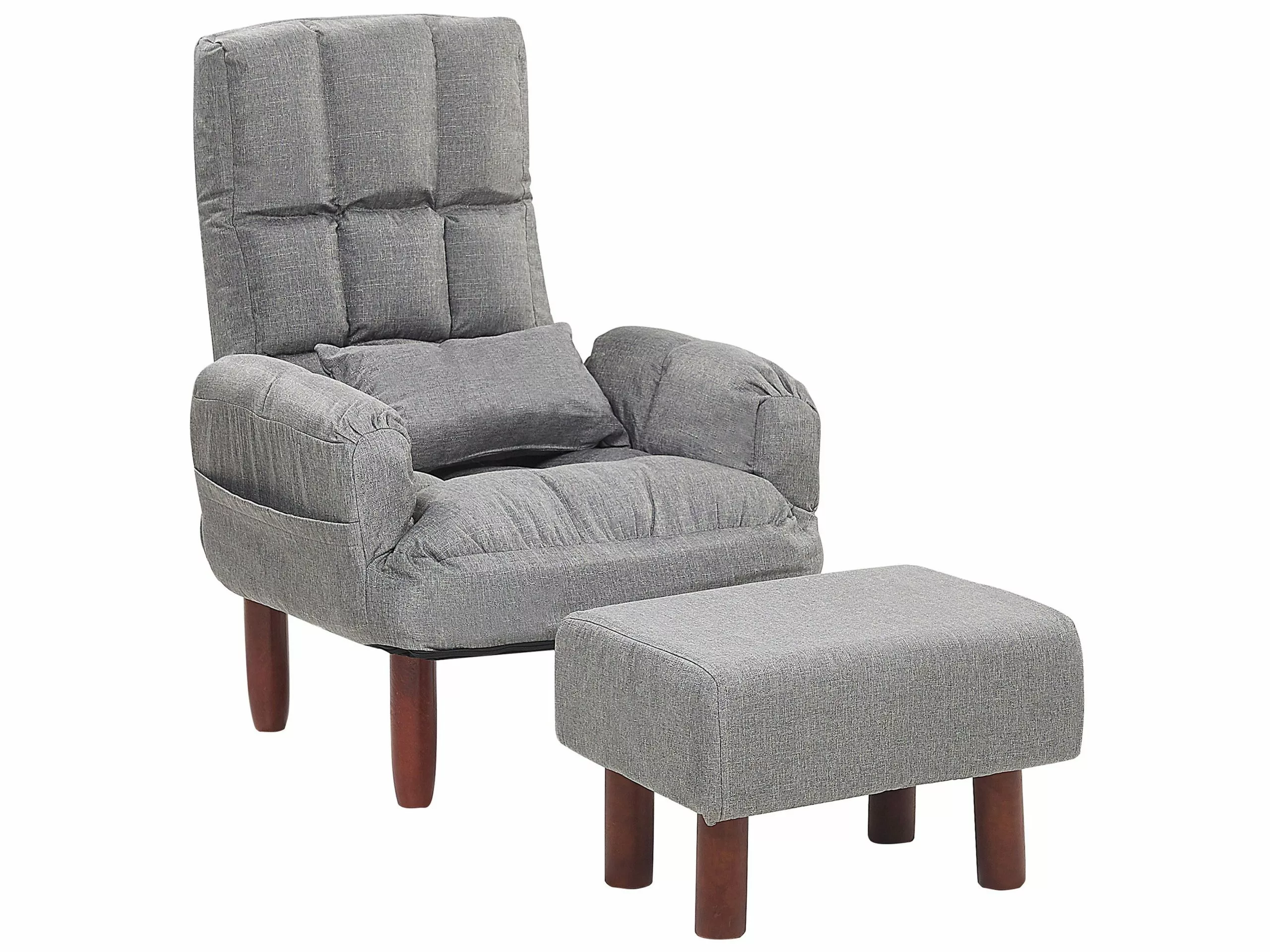 Beliani Sillón Reclinable Gris Con Reposapiés OLAND 5 Beliani Sillón Reclinable Gris Con Reposapiés OLAND - Imagen 5