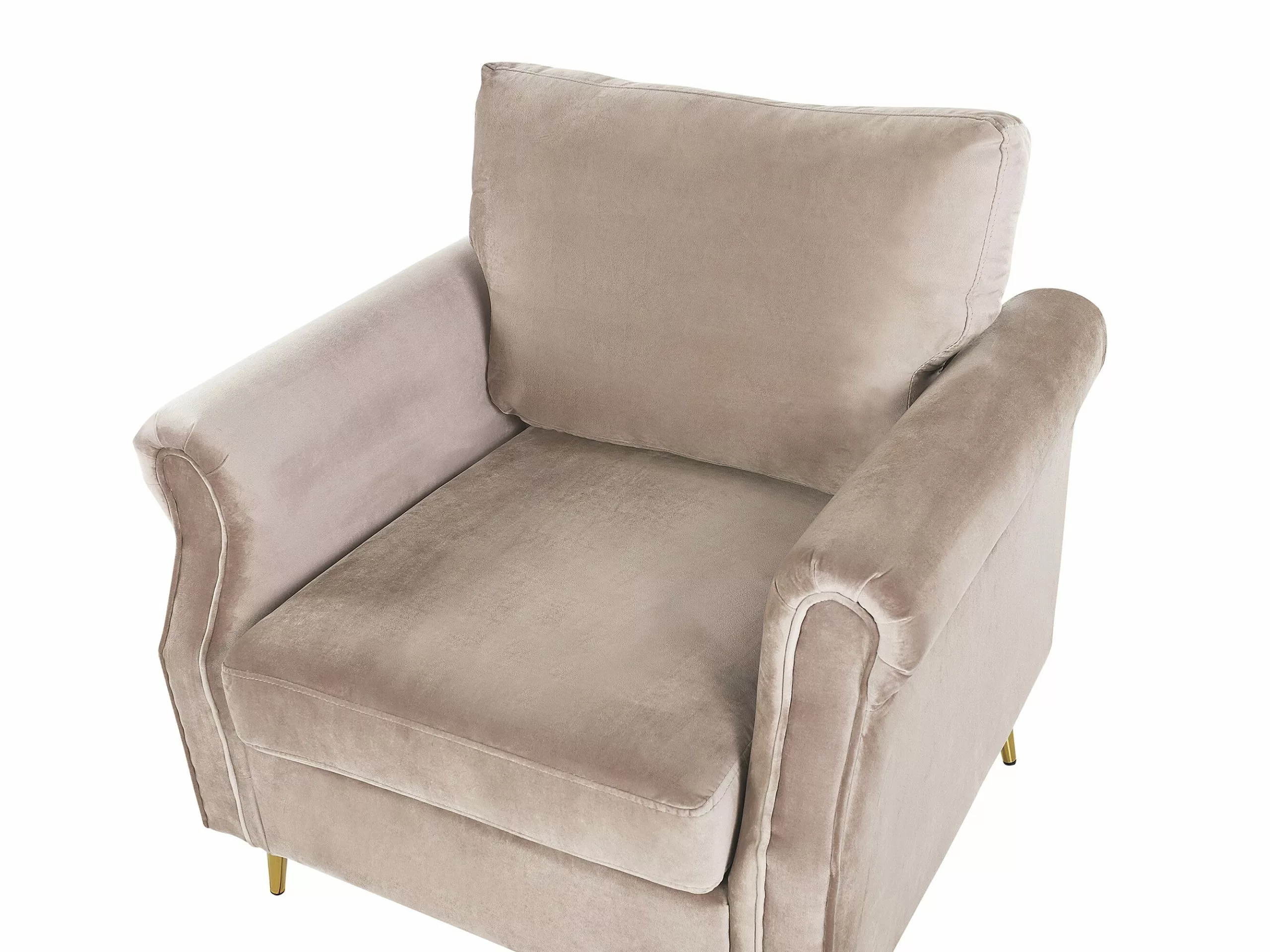 Beliani Sillón De Terciopelo Gris Pardo/dorado VIETAS - Imagen 5