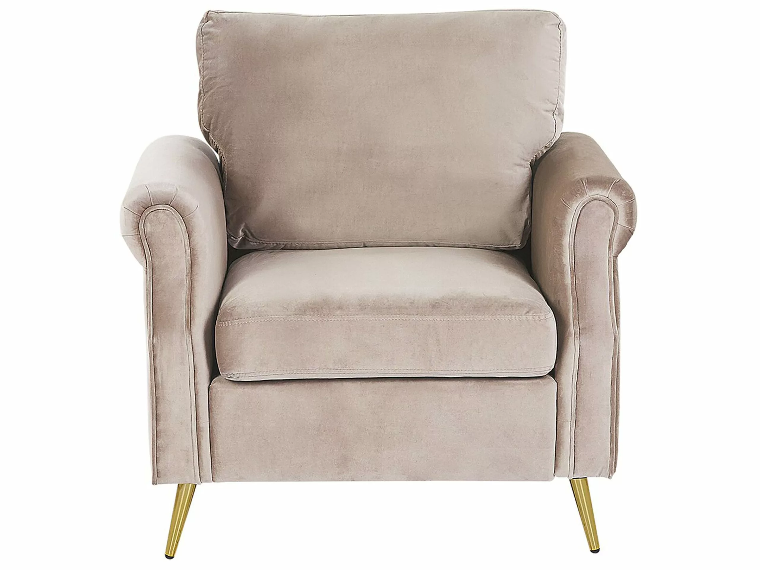 Beliani Sillón De Terciopelo Gris Pardo/dorado VIETAS - Imagen 3