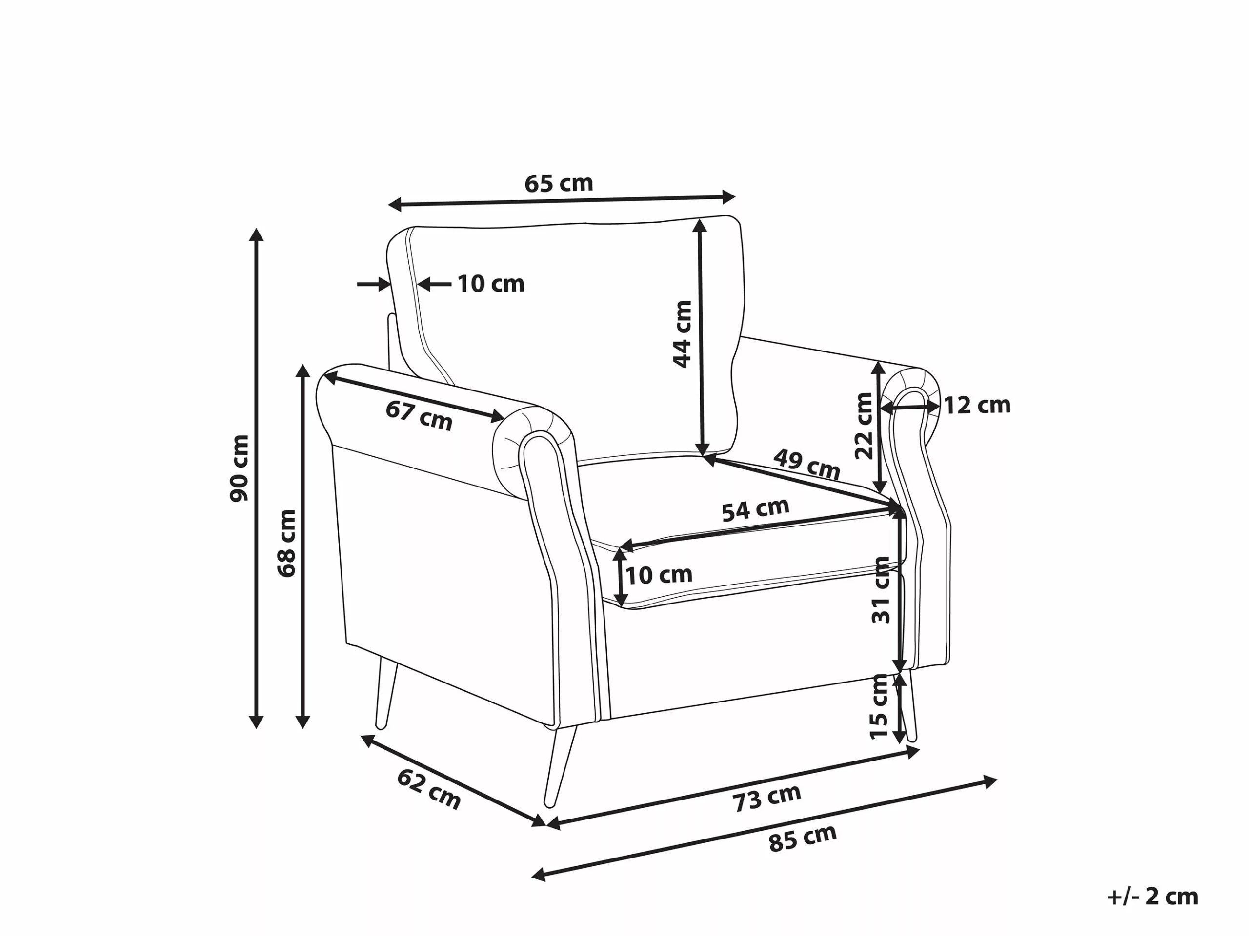 Beliani Sillón De Terciopelo Azul Marino/dorado VIETAS 9 Beliani Sillón De Terciopelo Azul Marino/dorado VIETAS - Imagen 9