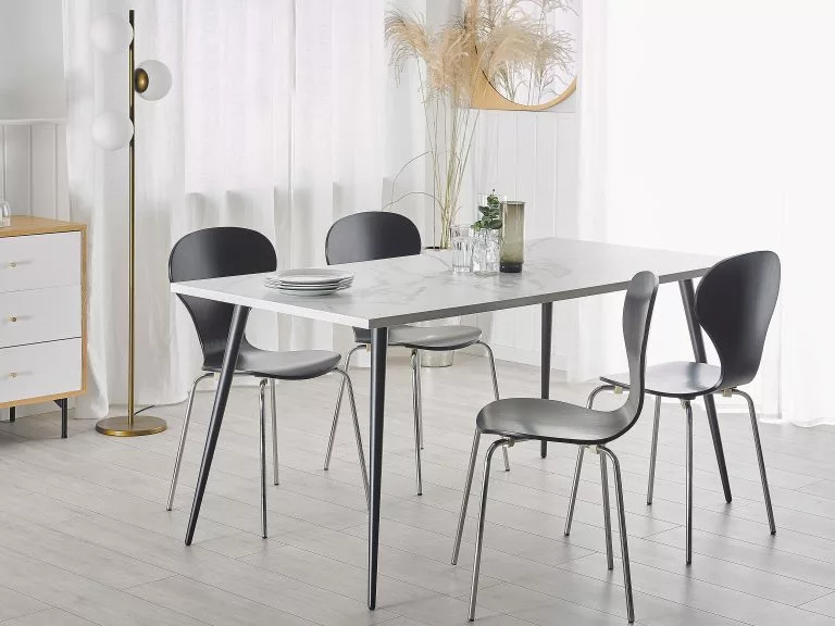 Beliani Mesa De Comedor Blanco/negro Varios Tamaños SANTIAGO - Imagen 2