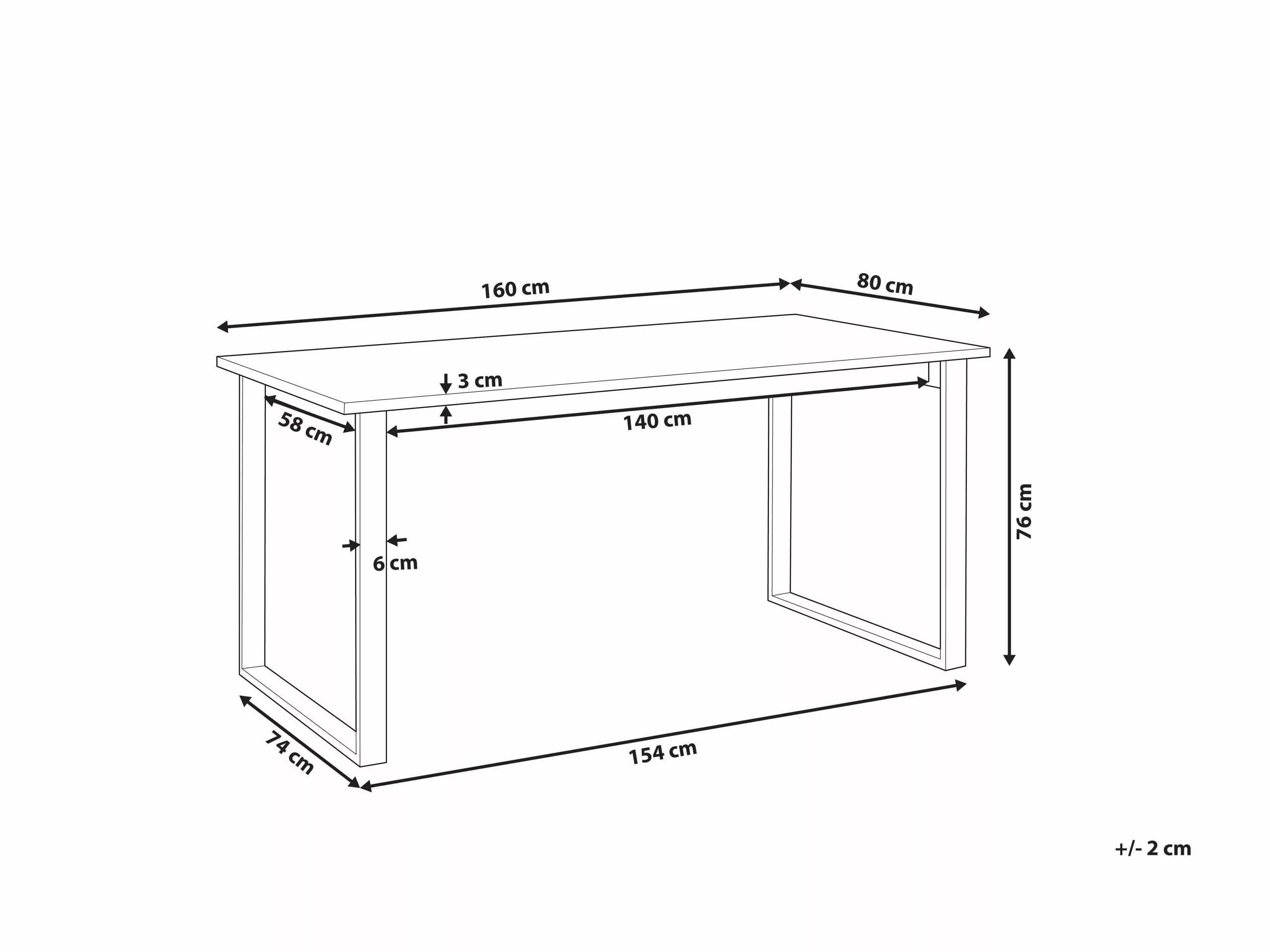 Beliani Mesa De Comedor Madera Oscura/negro 160 X 80 Cm BERLIN - Imagen 8