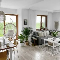 Beliani Silla Colgante En Ratán Blanca Con Soporte FANO -Sillones Ventas undef src sa picid 777371 type whitesh image