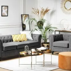 Beliani Sillón Tapizado Color Gris CHESTERFIELD -Sillones Ventas undef src sa picid 779238 type whitesh image scaled