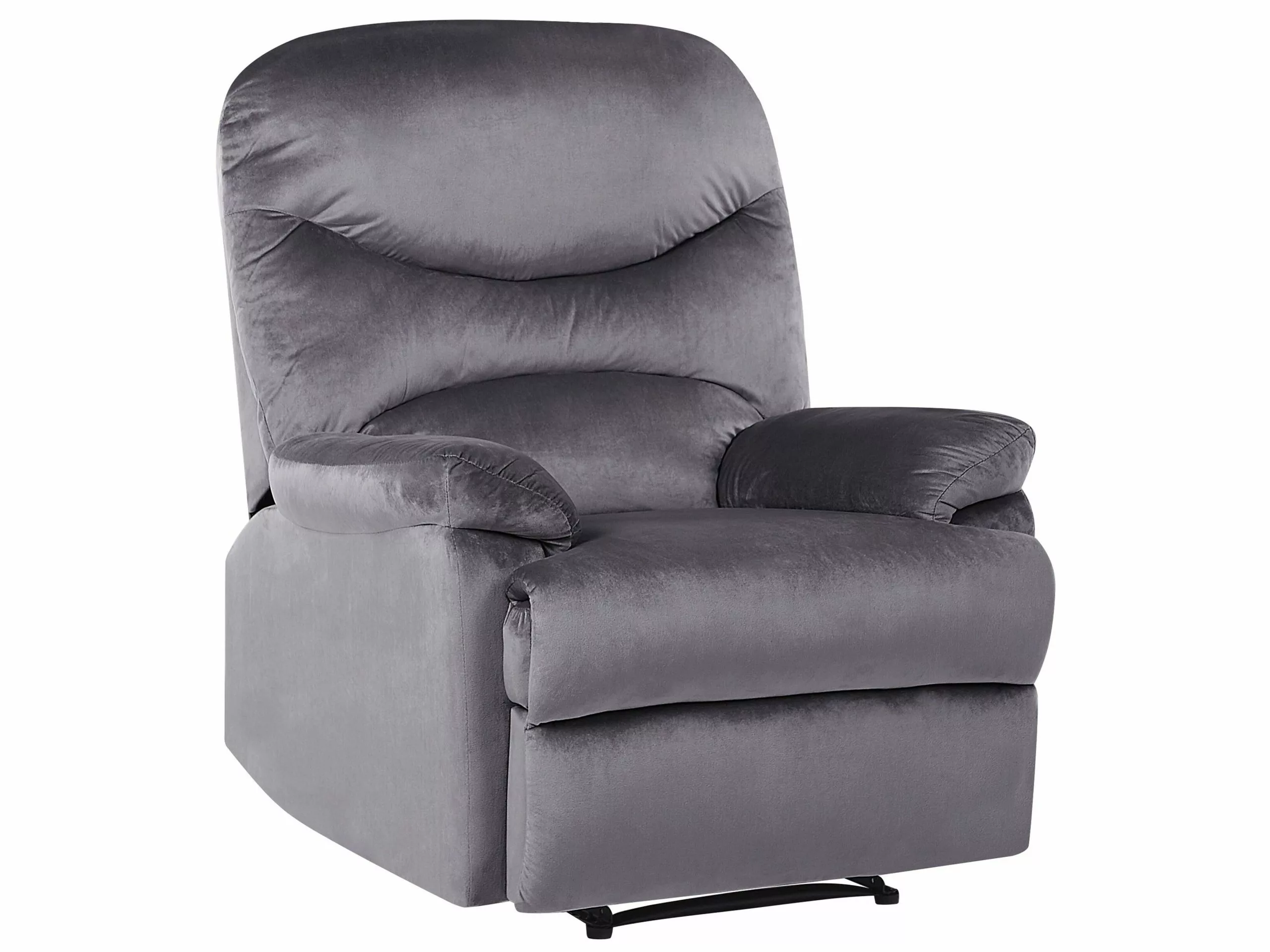 Beliani Sillón Reclinable De Terciopelo Gris/negro ESLOV 1 Beliani Sillón Reclinable De Terciopelo Gris/negro ESLOV