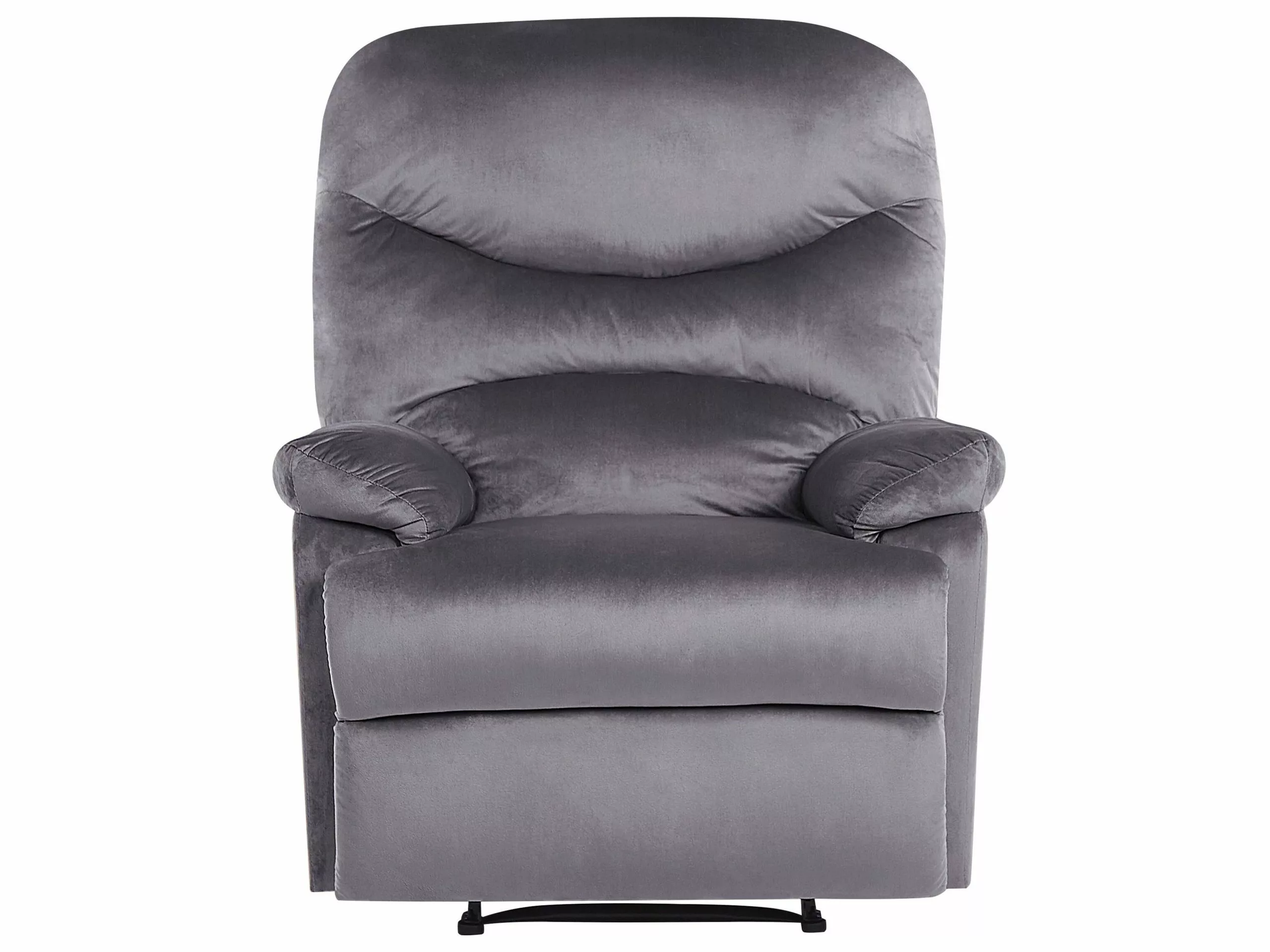 Beliani Sillón Reclinable De Terciopelo Gris/negro ESLOV 4 Beliani Sillón Reclinable De Terciopelo Gris/negro ESLOV - Imagen 4