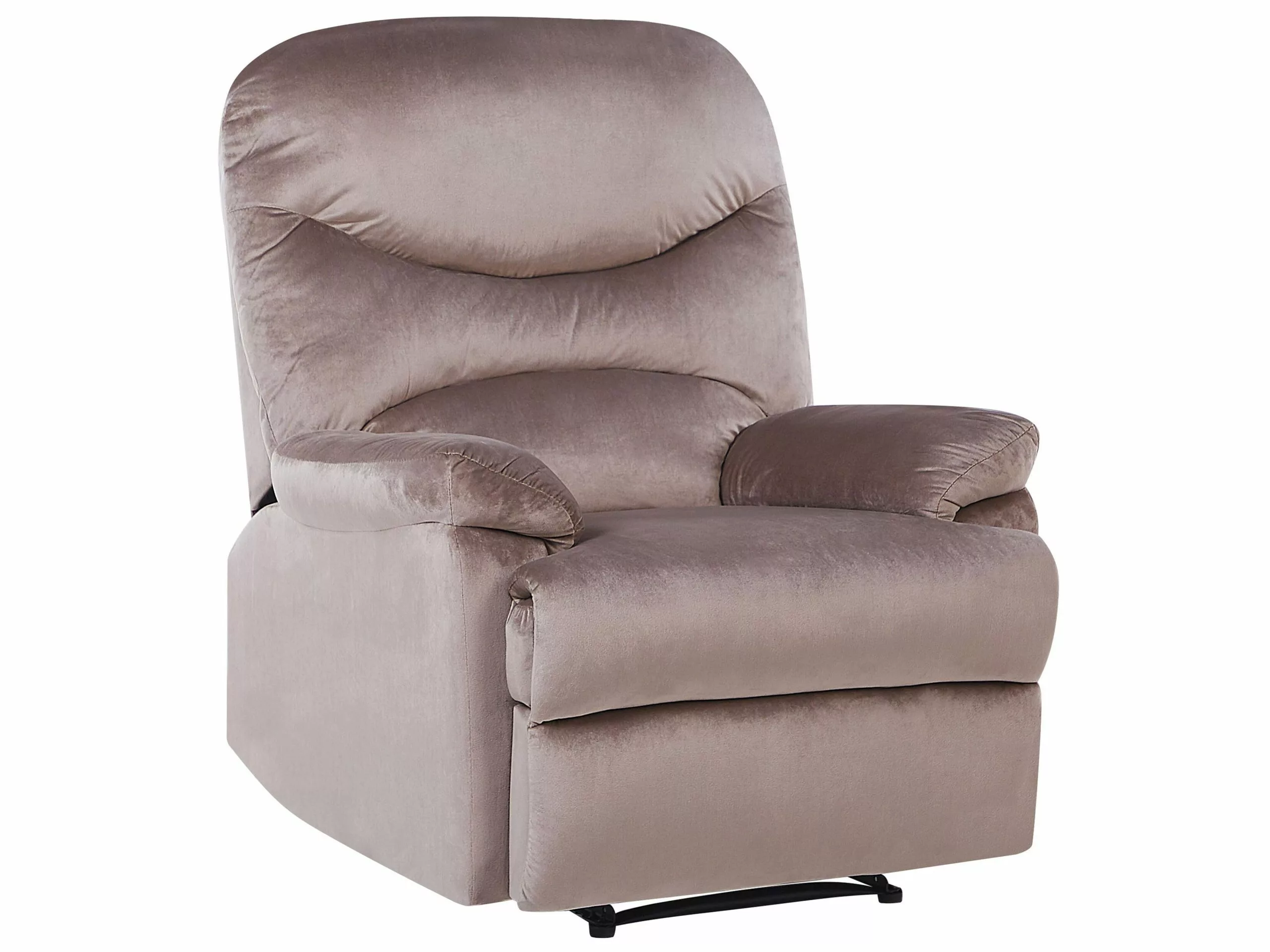 Beliani Sillón Reclinable De Terciopelo Gris Pardo/negro ESLOV