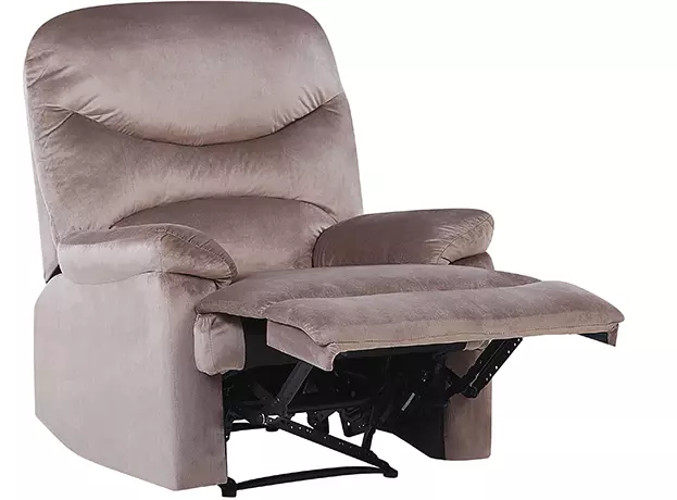 Beliani Sillón Reclinable De Terciopelo Gris Pardo/negro ESLOV - Imagen 3