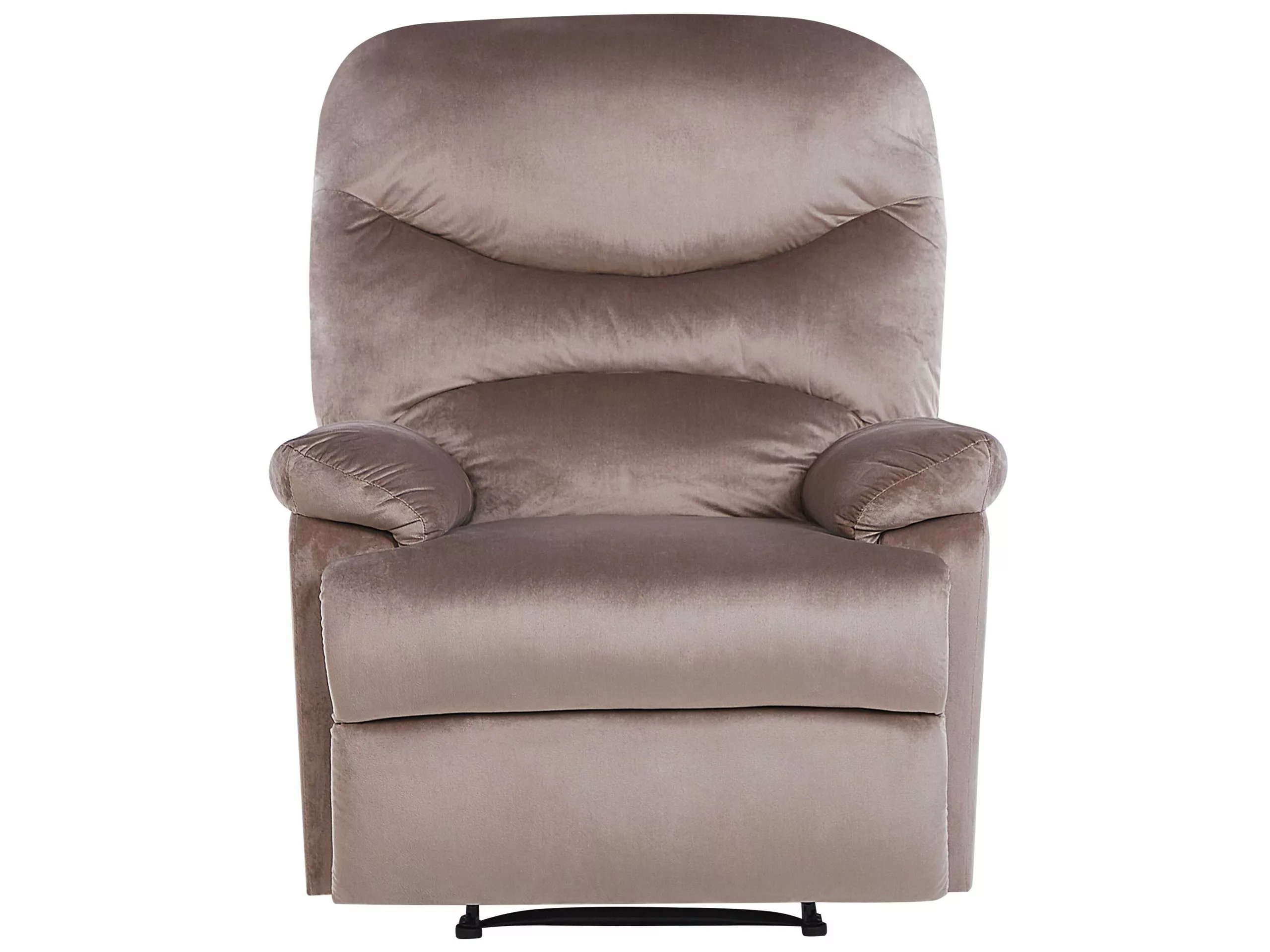 Beliani Sillón Reclinable De Terciopelo Gris Pardo/negro ESLOV - Imagen 4